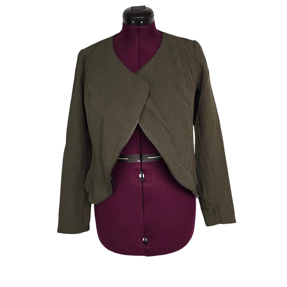 Women's LUSH Green Double Zipper Dressy Rayon Jacket | Size Small